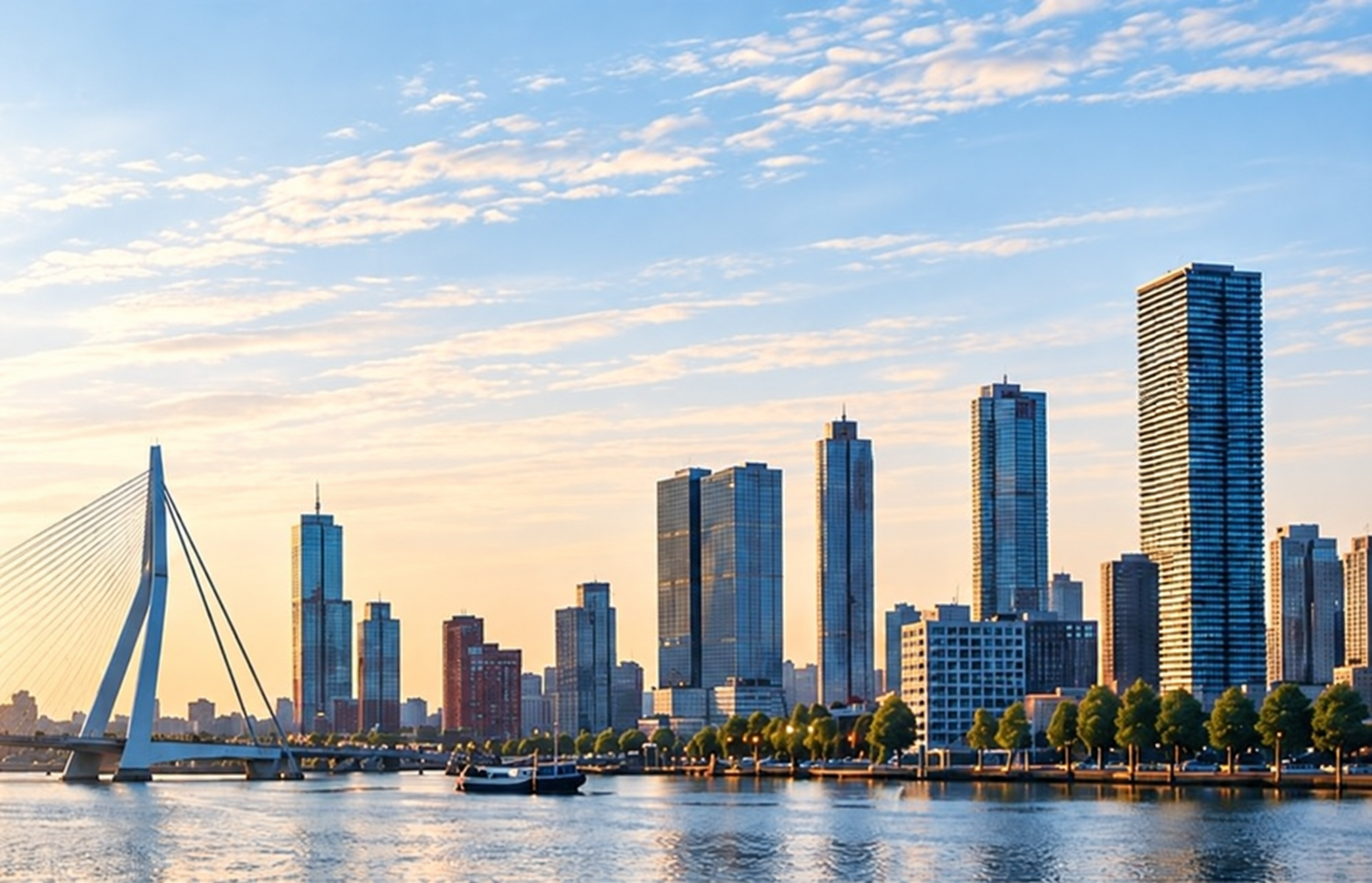 De Erasmusbrug en de skyline van Rotterdam
